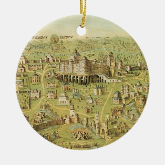 The Ancient City of Jerusalem & Solomon's Temple Ceramic Ornament (Front)