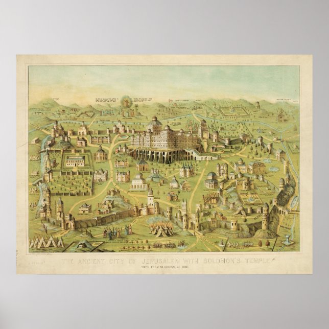 The Ancient City of Jerusalem & Solomon's Temple Poster (Front)