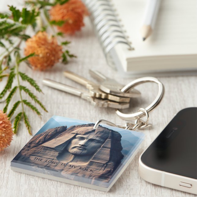 The Ancient Guardian: The Lord Is My Rock Keychain (Front Right)