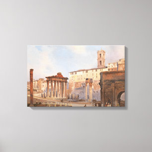 The Ancient Roman Forum (by Ippolito Caffi) Canvas Print