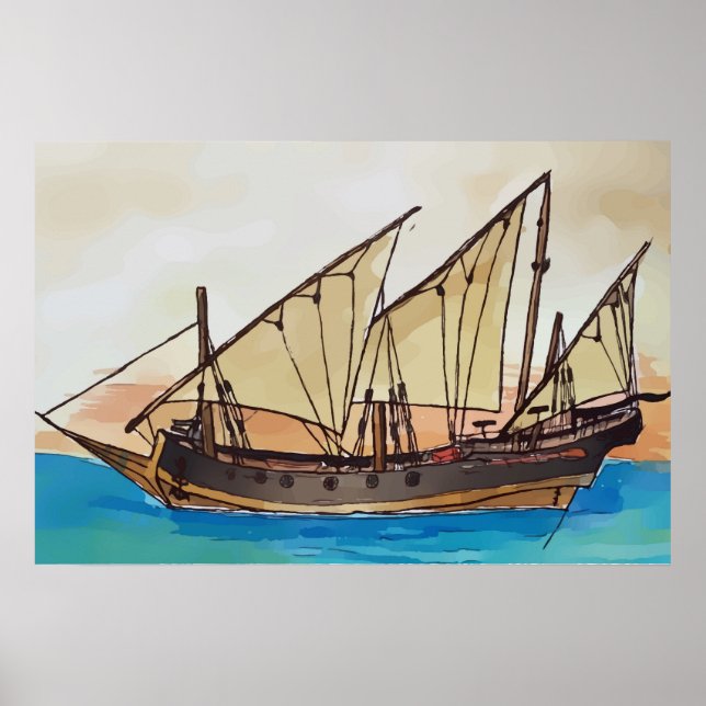 The ancient Xebec sailing vessel  Poster (Front)
