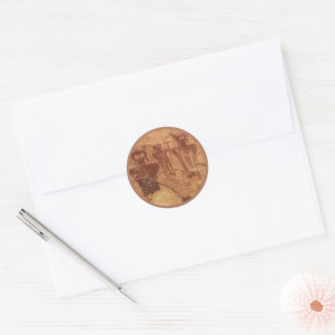 "The Ancients", Sego Canyon Utah Pictograph Classic Round Sticker