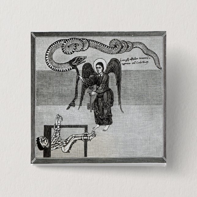 The Angel, holding the Keys of Hell 2 Inch Square Button (Front)