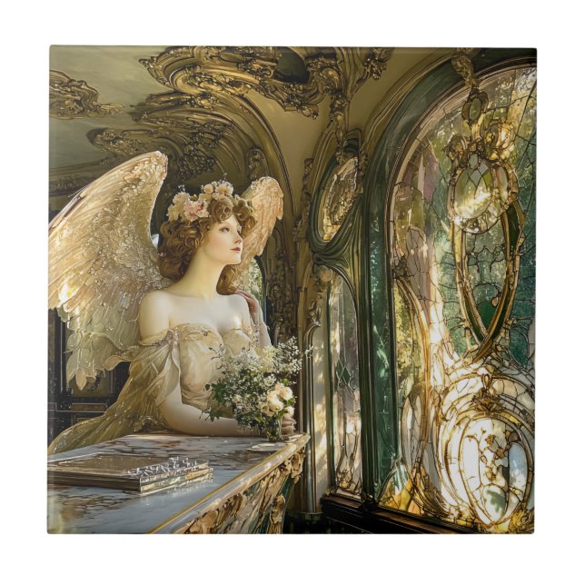 The Angel in the Stained Glass of Light Tile (Front)