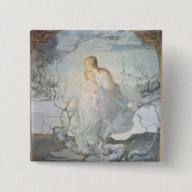 The Angel of Life, 1894 2 Inch Square Button (Front)