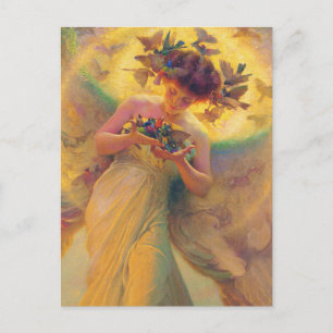 The angel of the birds postcard