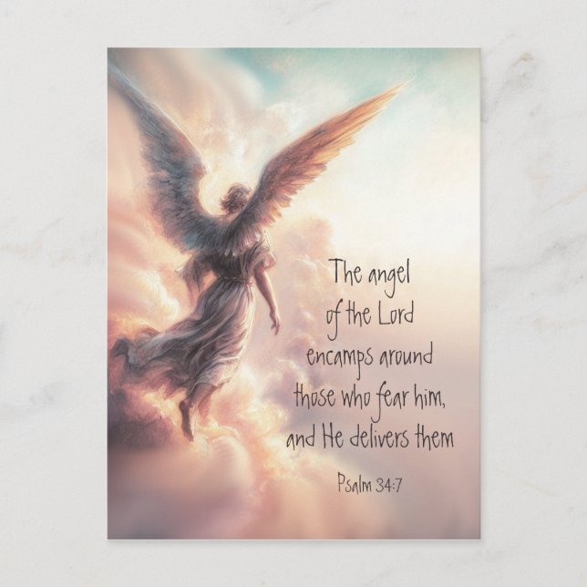 The angel of the Lord encamps Bible Scripture Postcard (Front)