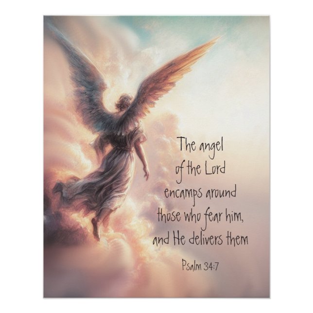 The angel of the Lord encamps Bible Scripture Poster (Front)