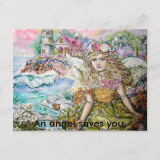 The angel of the pearl shellfish., An angel sav... Postcard