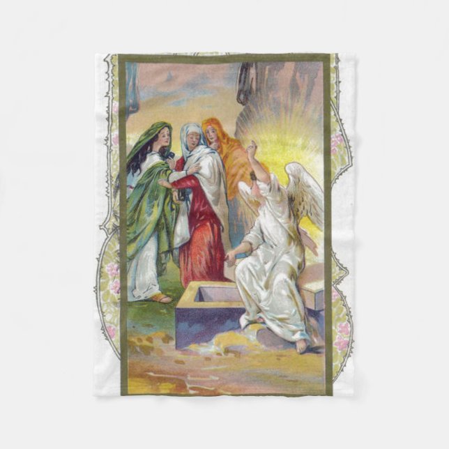 The Angel tells the women that Christ has risen Fleece Blanket (Front)