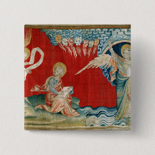 The Angel with an Open Book 2 Inch Square Button