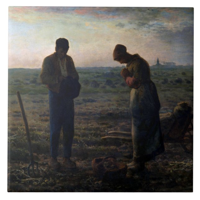 The Angelus, Jean-Francois Millet Tile (Front)