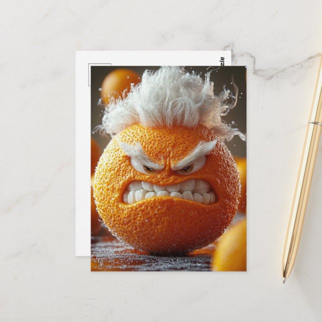 The Angry Orange Fruit Postcard (Front/Back In Situ)