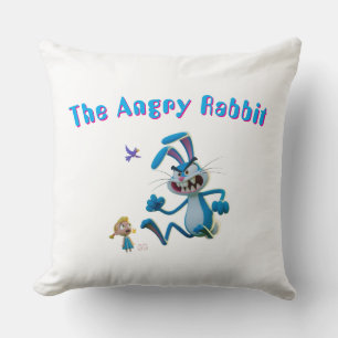 The angry rabbit throw pillow