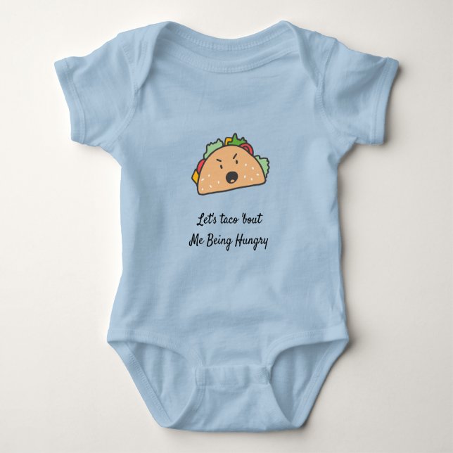 The Angry Taco Custom Two Line Text Baby Bodysuit (Front)