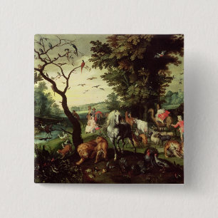 The Animals Entering Noah's Ark 2 Inch Square Button