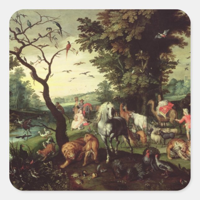 The Animals Entering Noah's Ark Square Sticker (Front)
