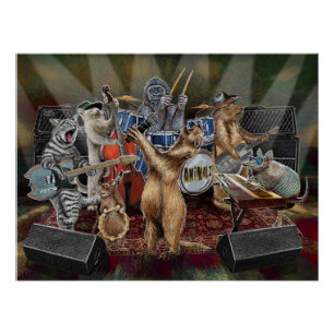 The Animalz Band Animal Musicians Performing Poster