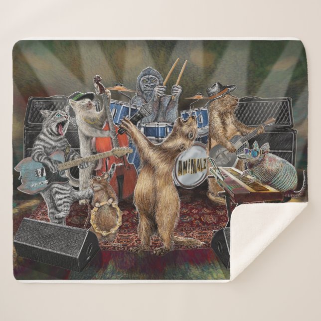 The Animalz Band Animal Musicians Performing Sherpa Blanket (Front (Horizontal))