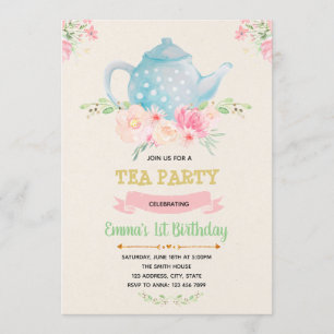 Thé anniversaire thème invitation