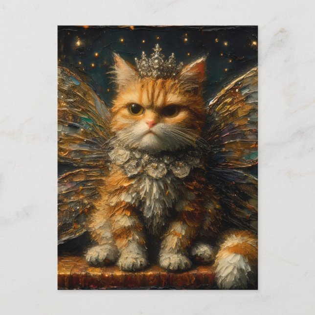The Annoyed Little Adorable Fairy Ginger Cat Postcard (Front)