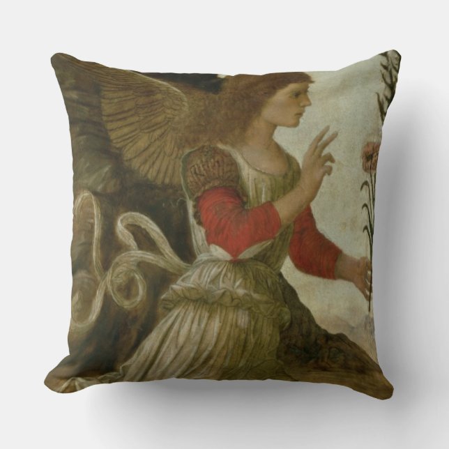 The Annunciating Angel Gabriel Throw Pillow (Front)