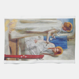 The Annunciation by Dante Gabriel Rossetti Kitchen Towel