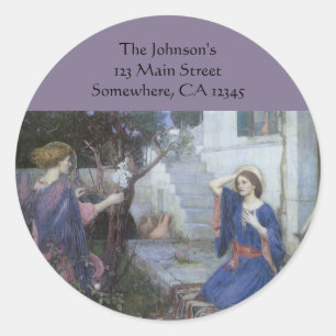 The Annunciation by John William Waterhouse Classic Round Sticker