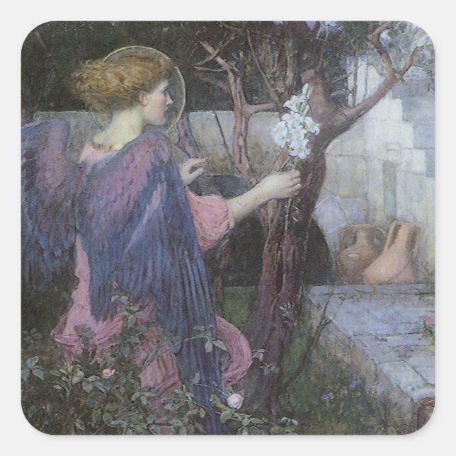 The Annunciation by John William Waterhouse Square Sticker (Front)