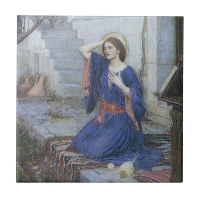 The Annunciation by John William Waterhouse Tile (Front)