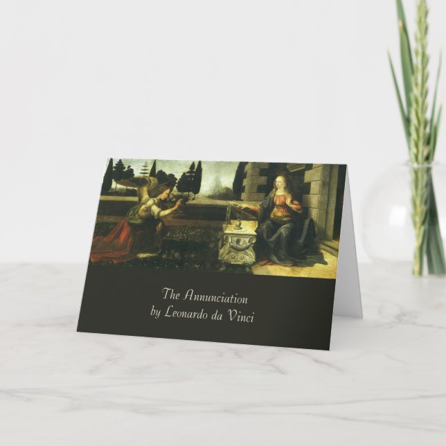 The Annunciation by Leonardo da Vinci, Christmas Holiday Card (Front)