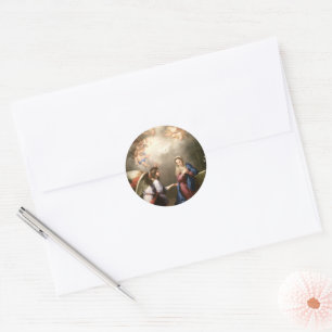 The Annunciation by Murillo (detail) Classic Round Sticker
