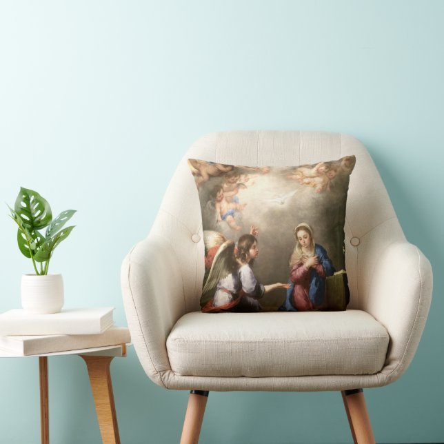  The Annunciation by Murillo (detail) Throw Pillow (Chair)