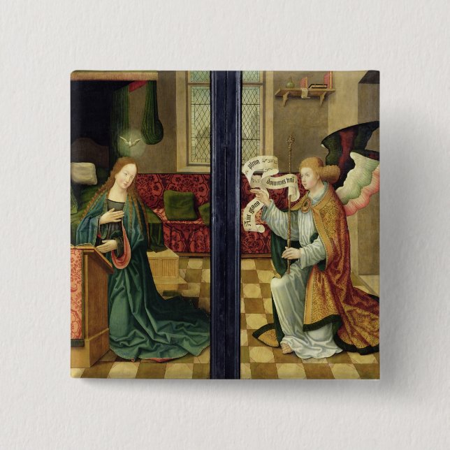 The Annunciation, Cologne School 2 Inch Square Button (Front)