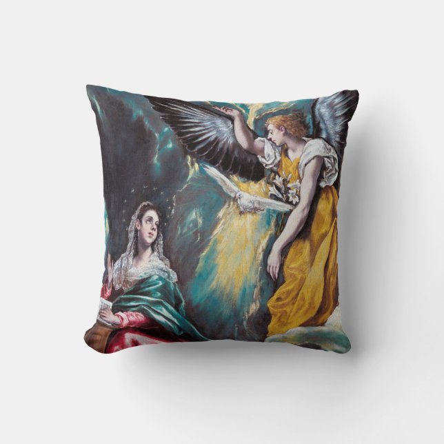 The Annunciation, El Greco Throw Pillow (Front)
