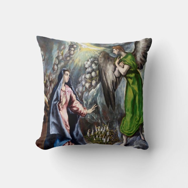 The Annunciation, El Greco Throw Pillow (Front)
