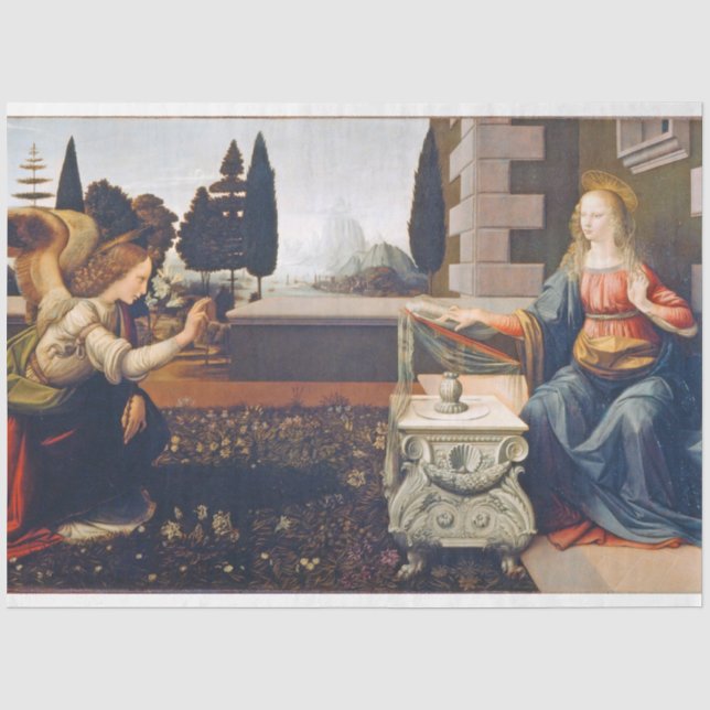 The Annunciation, Leonardo da Vinci, 1472–1473 Tissue Paper (Front)