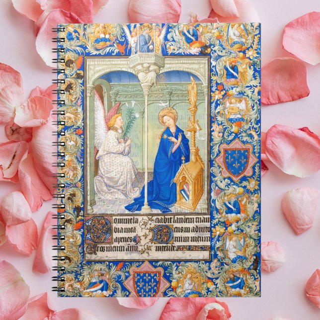 The Annunciation Medieval Illuminated Manuscript Notebook (The Annunciation of the Blessed Virgin Mary Archangel Gabriel Medieval Illumination Notebook)