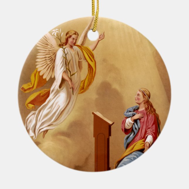 The Annunciation of Virgin Mary Ceramic Ornament (Front)