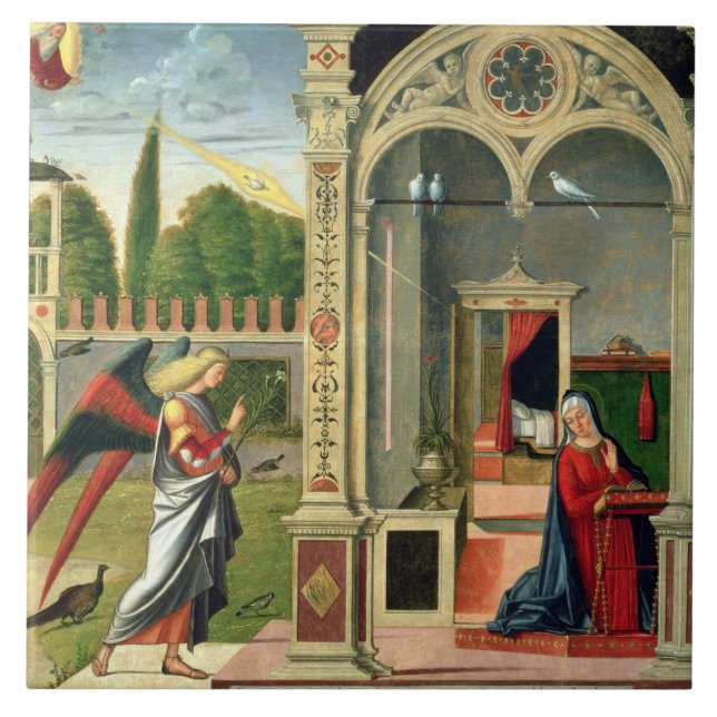 The Annunciation (oil on panel) 2 Tile (Front)
