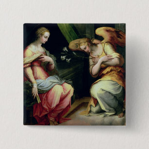 The Annunciation (oil on panel) 3 2 Inch Square Button