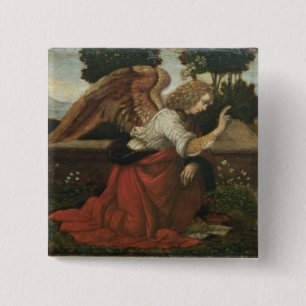 The Annunciation, predella panel from an altarpiec 2 Inch Square Button