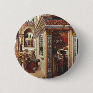 The Annunciation, with Saint Emidius 2 Inch Round Button