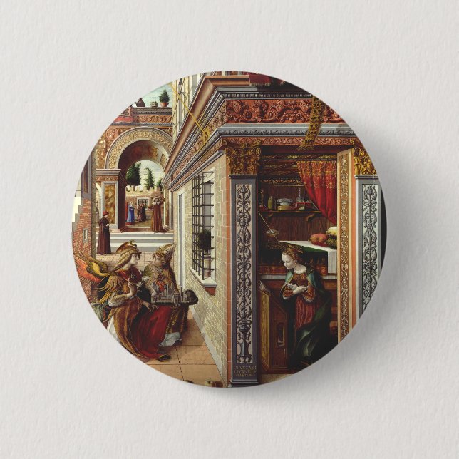 The Annunciation, with Saint Emidius 2 Inch Round Button (Front)