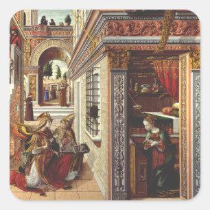 The Annunciation, with Saint Emidius Square Sticker