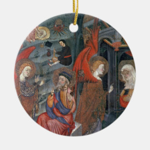The Annunciation with Shepherds Making Cheese in t Ceramic Ornament