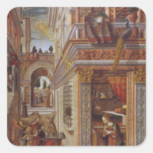 The Annunciation with St. Emidius, 1486 Square Sticker