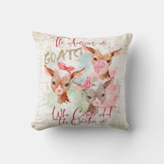 The Answer is Goats - Cute Watercolor Kid Goats Throw Pillow