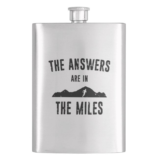 The Answers Are In The Miles Hip Flask (Front)
