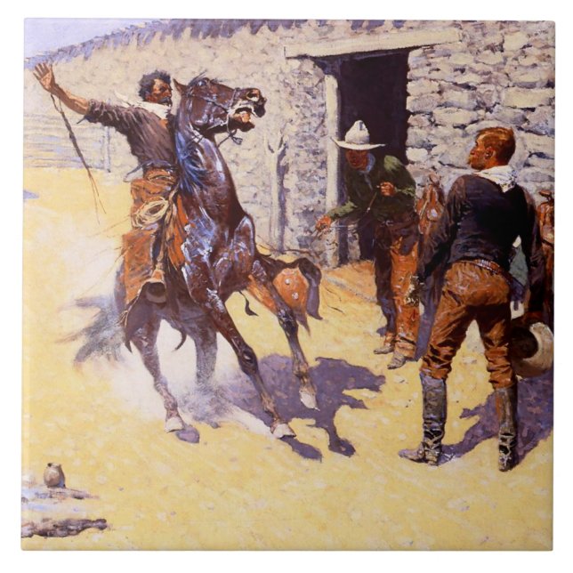 “The Apaches - The Alarm” by Frederic Remington Tile (Front)